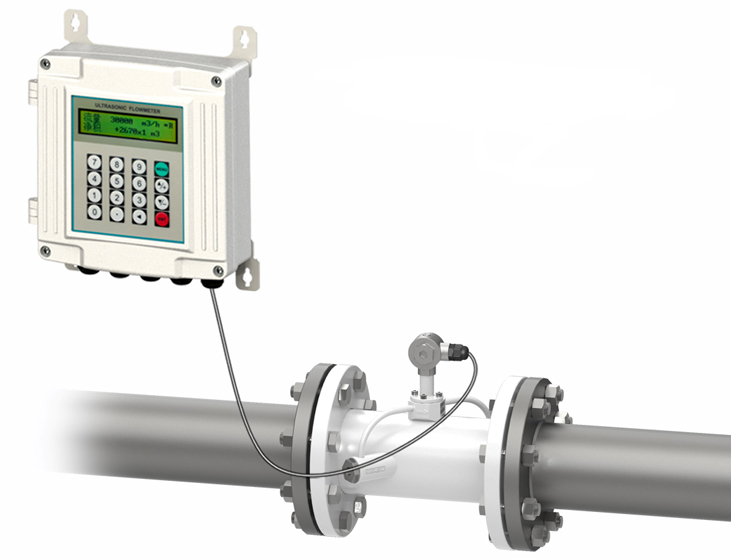 安裝好的光旭GZX-2000S分體壁掛式超聲波流量計(jì)
